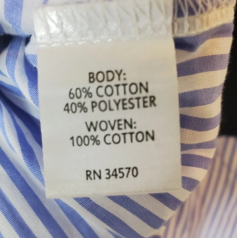 Nicole Miller Navy Blue Ruffle Stripe Cotton Crewneck Sweatshirt XSmall NWT - Picture 9 of 10